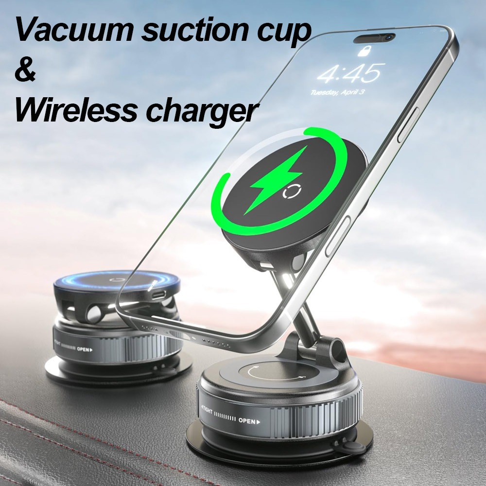 Wireless Car Charger Mount Fast Charging - Supporto per telefono con caricabatterie wireless
