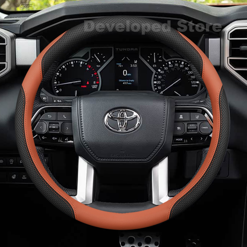 Car Steering Wheel Cover Anti Slip Breathable - Coprivolante in Pelle da 39cm per