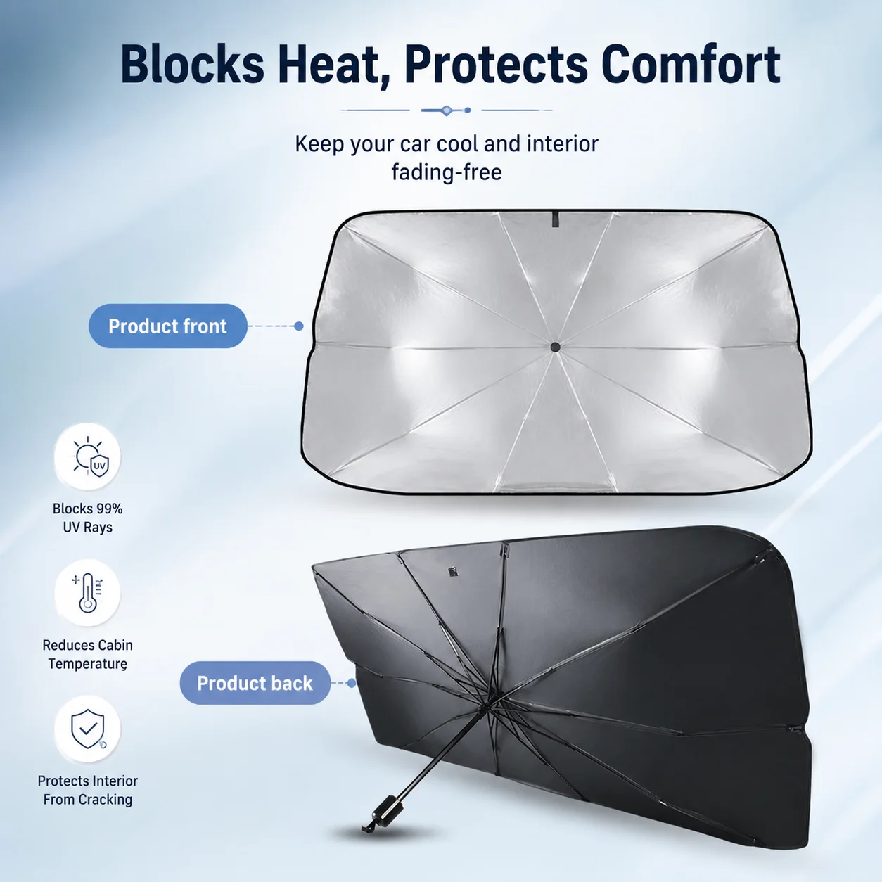 Car Sunshade Windshield Umbrella Foldable - 1 paravento parasole pieghevole per auto,