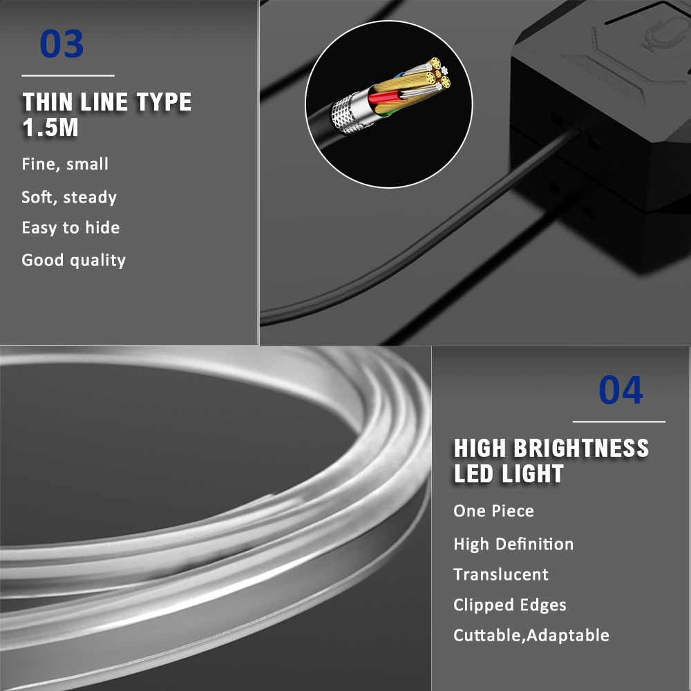 1 IN 3 Striscia LED RGB per il - Led Ambient Interior Car Lights App Control recensione e prezzo