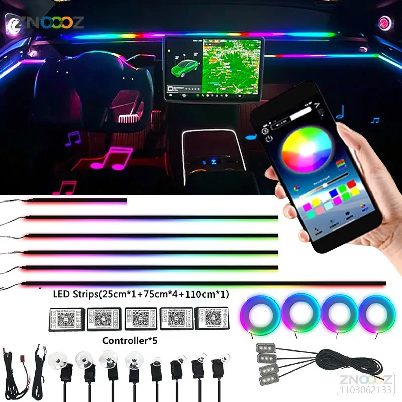 18IN1 Neon Car Interior Luci a - Led Ambient Interior Car Lights App Control recensione e prezzo